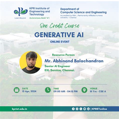 GENERATIVE AI, KPR Institute Engineering and Technology, Autonomous ...