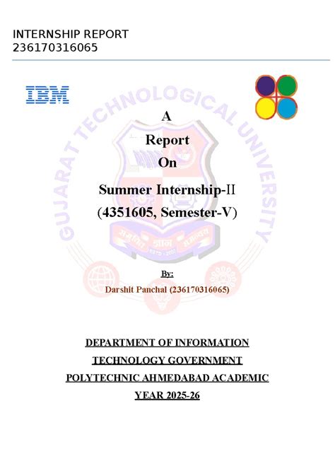 Internship Report on Data Analytics at IBM (236170316065) - Studocu