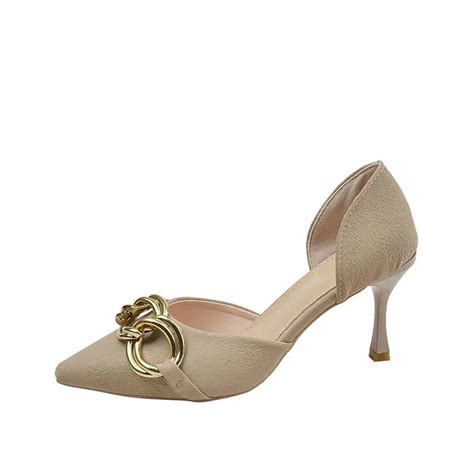 Pointed Heels - Metal Chain Decor Pointed Heels - Heels For Women ...