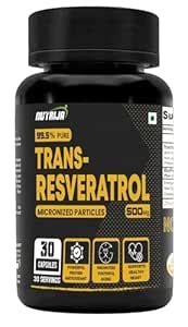 NutriJa Trans Resveratrol 500MG Capsules - 99.5% Pure Micronized and ...
