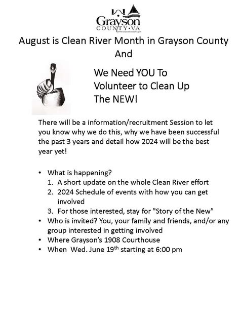 Clean River Month, New River Wildlife and Conservation Club Inc, Fries ...