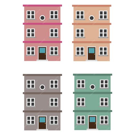 Cartoon houses cottages building city vector illustration | Premium Vector