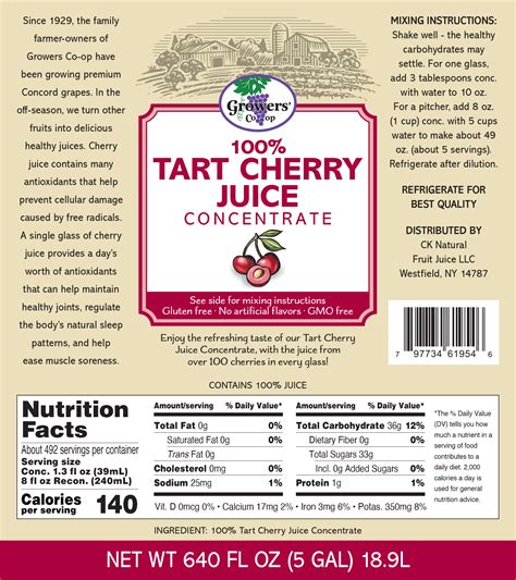 Tart Cherry Juice Concentrate (5gal) – CK Natural Fruit Juice