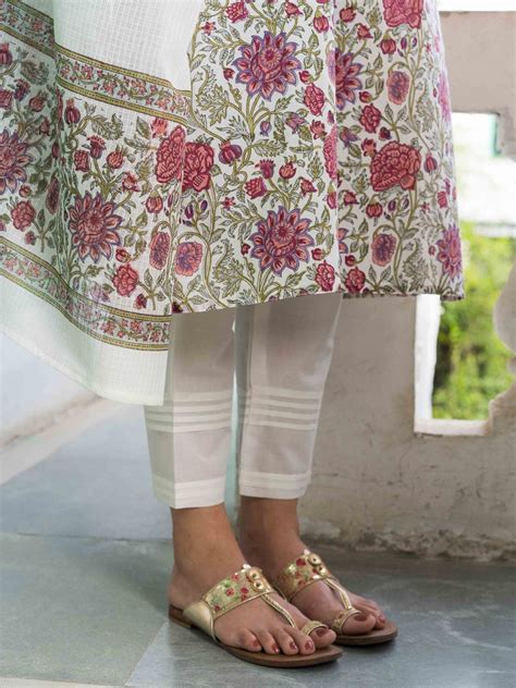 Isha Cotton Off-White Straight Pants