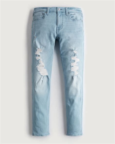 Pantalon Hollister Ripped Light Wash Skinny Jeans