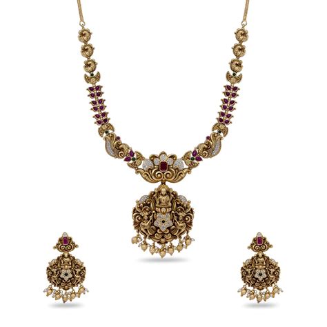 Buy Akshara Antique Temple Necklace Set | Tarinika – Tarinika India