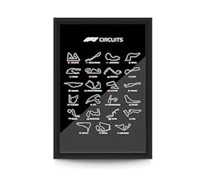 FRAMEO STORE Formula 1 circuits glass framed poster, F1 circuits wall ...