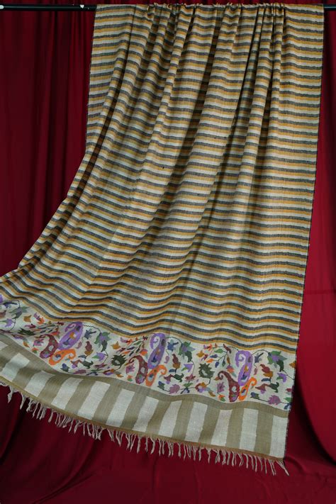tri-color striped XL GI kani palla shawl 9645 – Phamb