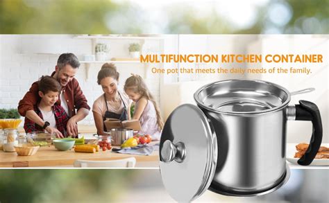Buy ARIDAM Stainless Steel Bacon Grease Container with Strainer – 1.3L ...