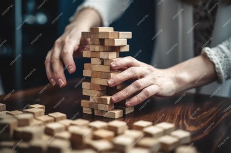 Premium AI Image | Shot of an unrecognizable woman stacking jenga blocks created with generative ai
