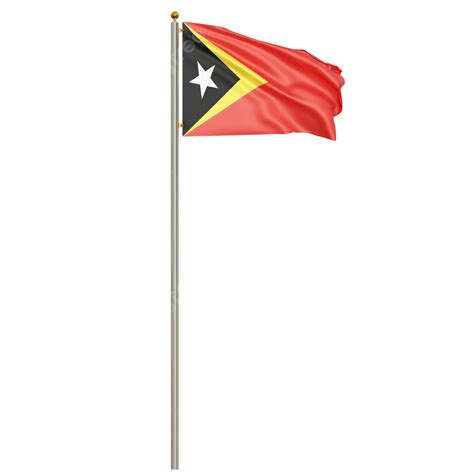 Timor Leste Flag Waving With Pole, Timor Leste Flag With Pole, Timor ...