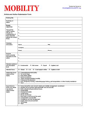 Fillable Online worldwideerc Mobility Article Submission form ...
