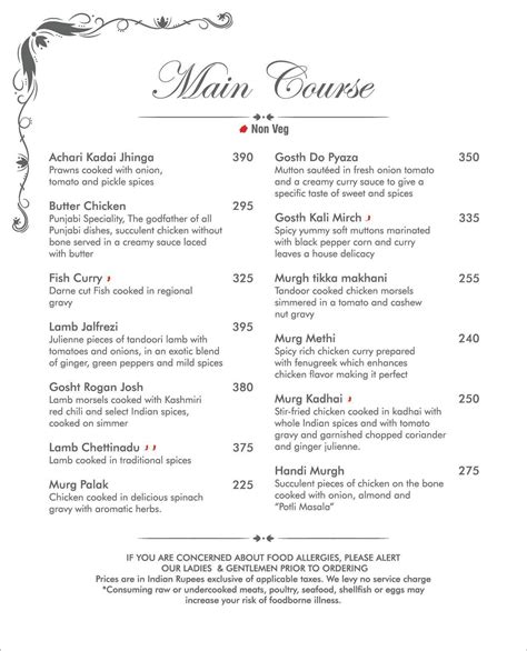 Menu at HM Suites & Studios, Bengaluru