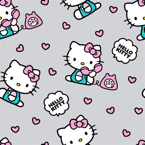 Hello Kitty® Gray Phone Hearts Cotton Fabric | Michaels