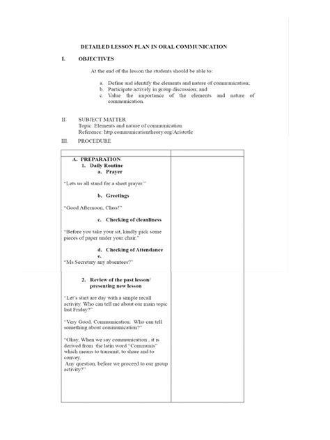 Detailed Lesson Plan Sample 的图像结果