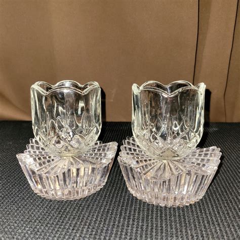 Pair of Mikasa Crystal Candle Holders With a Pair of Pegged Votive ...