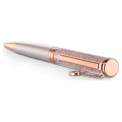 Bolígrafo Crystalline, Corazón, Tono oro rosa, Lacado rosa, baño tono ...