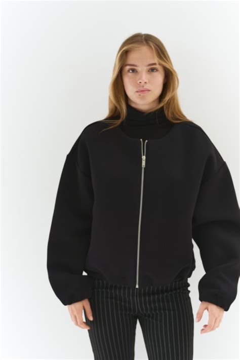 Women's Black Scuba zip-through sweatshirt | H&M IN
