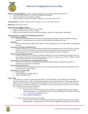 Fillable Online ffa Interview Preparation Lesson Plan - ffaorg Fax ...