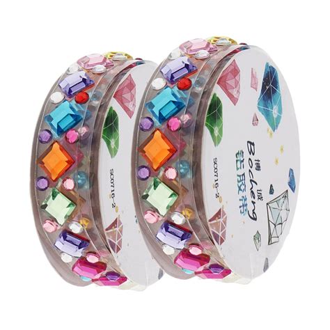Phenovo 2 Roll Multi Shapes and Colors Rhinestones Stickers Tape Mobile ...