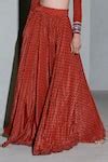 Buy Red Crepe Round Neck Geometric Print Lehenga With Blouse For Women ...