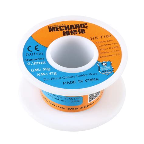 JESSINIE 63-37 Tin Lead Solder Wire 0.3mm for Electrical Soldering Tin ...