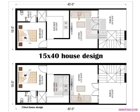 15x40 Budget Friendly House Designs - 2DHouses - Free House Plans 3D ...