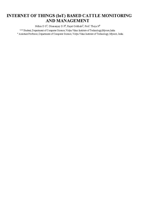 Our survey - jjj - INTERNET OF THINGS (IoT) BASED CATTLE MONITORING AND ...