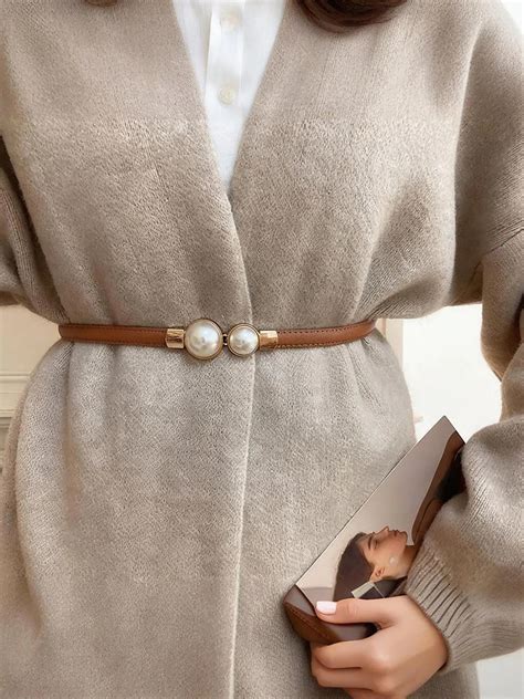 Stylish Pearl Hook Belt – Burgundy Bae