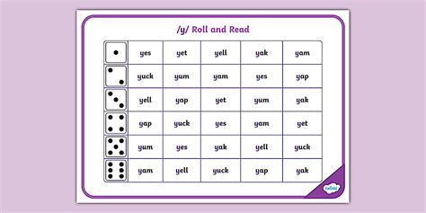 Phase 3 /y/ Phoneme Roll and Read Mat - Twinkl
