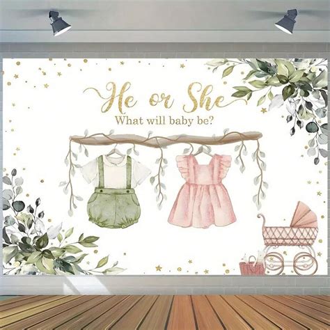 Gender Reveal Party Backdrop - Easy Hang Polyester Banner, Suitable For ...