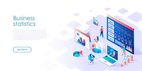 Isometric landing page template business statistic | Premium Vector