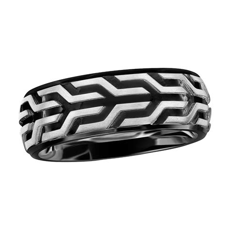 Metallo Men's Black Ion-Plated Stainless Steel Ring