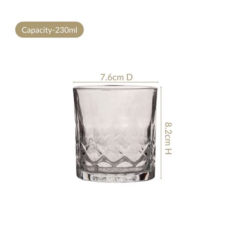 Geometric Embossed Whiskey Glass Set Of 6 230ml Online - Premium ...