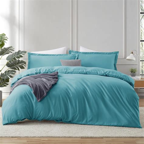 Amazon.com: Hearth & Harbor Twin Duvet Cover Set - Soft Teal Duvet ...