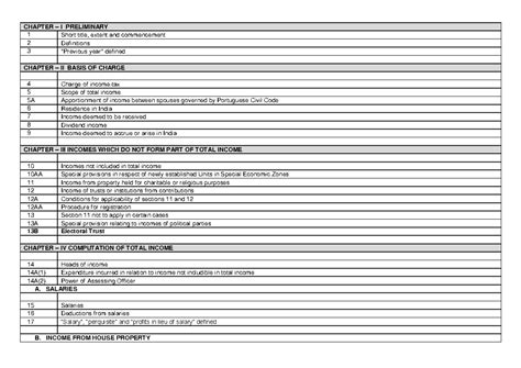 Direct Taxes: Comprehensive Section List for Tax Computation - Studocu