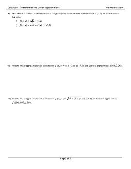 Image result for Linear Approximation Worksheet