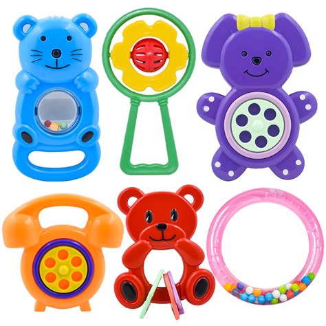 WISHKEY Plastic Colorful Non Toxic BPA Free Shake & Grab Rattles Toys ...