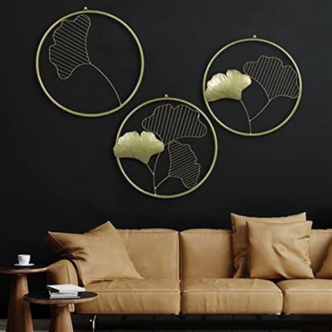 CraftVatika Wall Mounted Metal Round Frame Leaf Design Wall Decorative ...