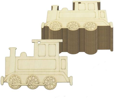 Buy 5 Pcs Wooden Train Cutouts Craft Shapes Hanging Ornament on cliths ...