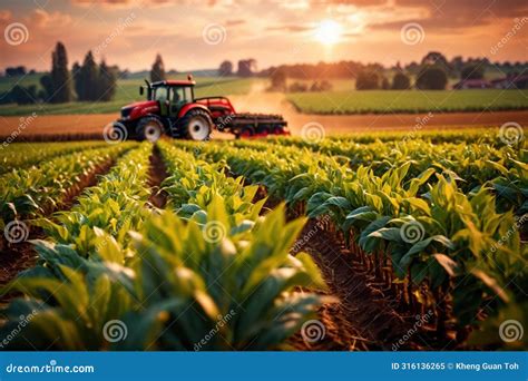 Modern Industrialized Agriculture Using Technology, Agritech Farming of Crops Stock Illustration ...