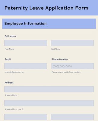 Image result for Paternity Leave Form Printable Version