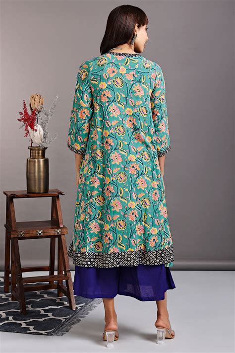 overlap mughal angrakha - aruba blue & sunlight on the garden - maati ...