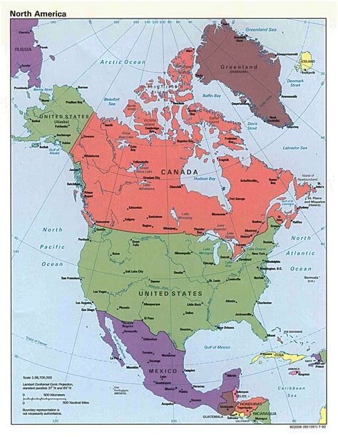 Large detailed political map of North America with capitals and major cities - 1992 | North ...