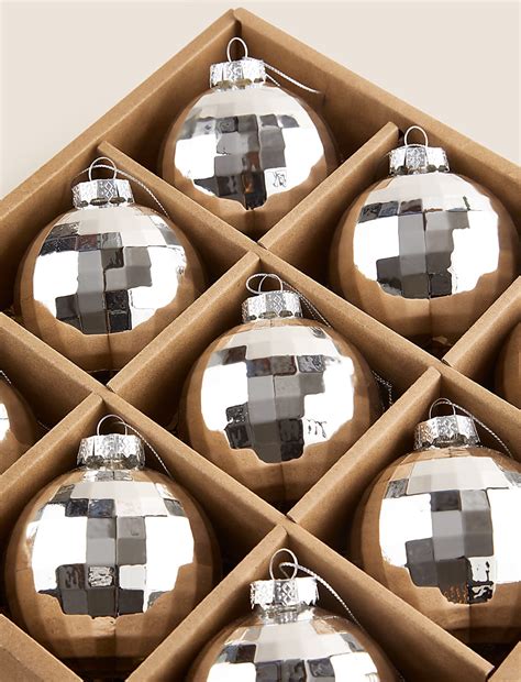 Buy 9pk Silver Shatterproof Disco Ball Baubles at Marks & Spencer