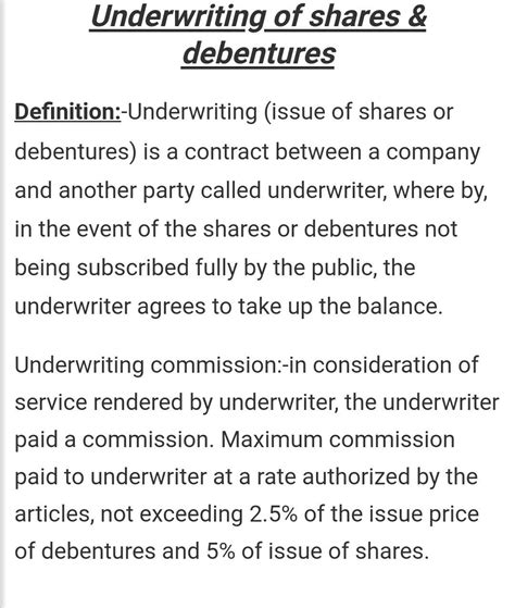 Rate of underwriting commission of share - Brainly.in