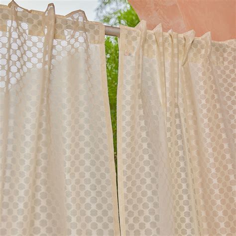 Off White Juhi Jaal Banarsi Cotton Silk Sheer Curtain for Doors ...