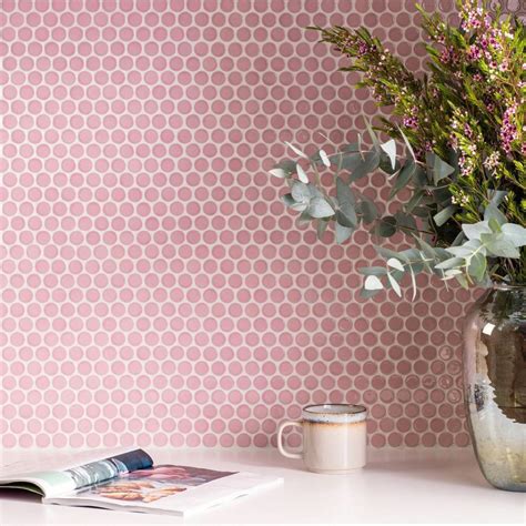 Mosaic Tiles | Penny Round Tiles | Penny Round Pink | UK – The Little Tile Company