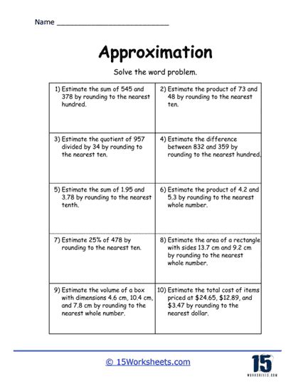 Image result for Approximation Math Problems