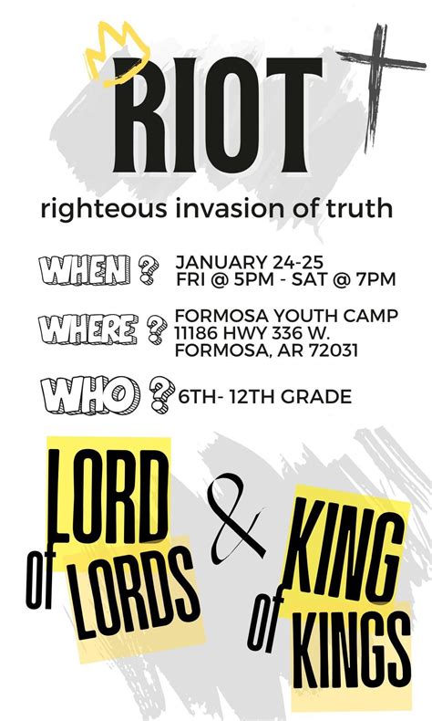 YOUTH CHURCH CAMP: RIOT (righteous invasion of truth), Camp Formosa ...